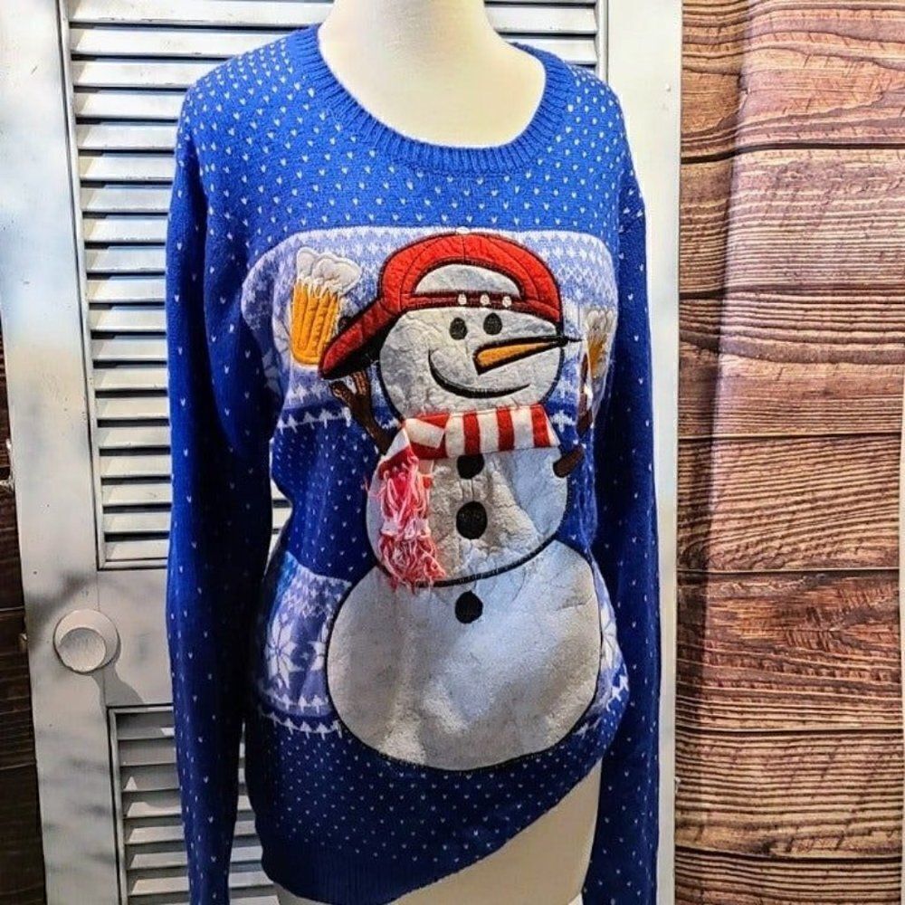 Jolly Sweaters XL/EG Snowman 3D Novelty Christmas Sweater